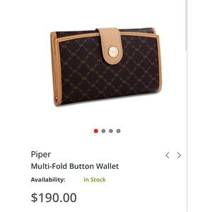 $190 NWOT Rioni Piper Tan and Brown Multi-Fold Wallet
